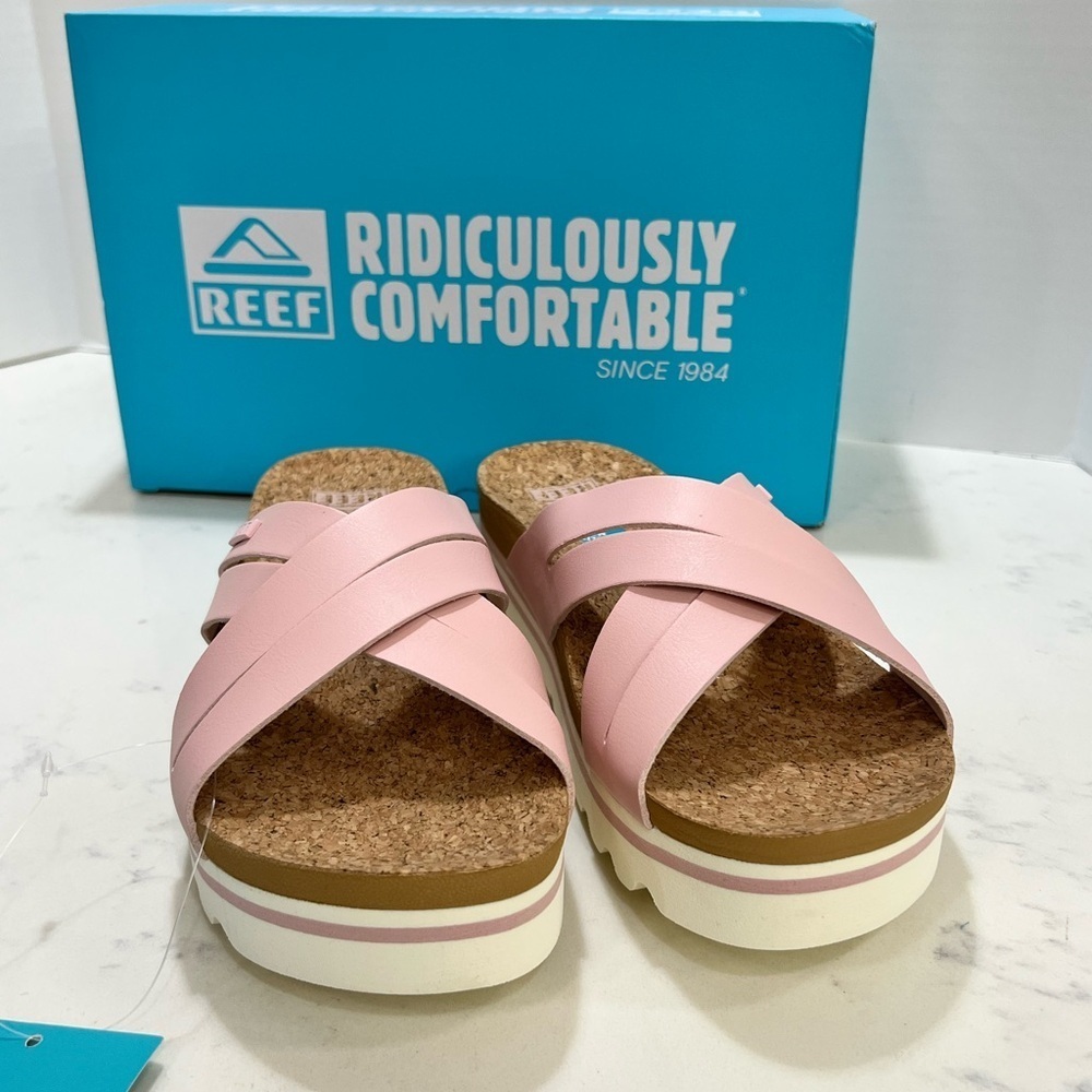 Reef Blush Pink Cork Slide Sandals - Picture 3 of 11